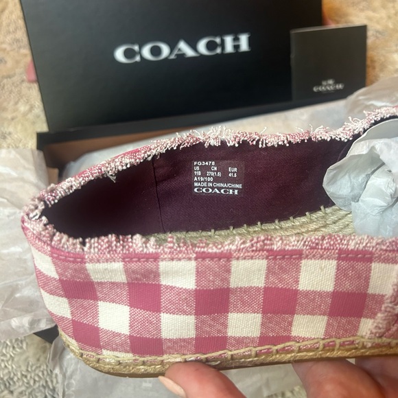 Coach Celina Gingham Espadrille Slip-Ons Women’s Size 11 Authentic BNWT & Box - Picture 6 of 14